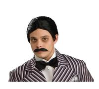 peluca de hombre Pelucas con parte lateral de pelo corto sintético liso for hombres peluca de Halloween pelo liso(Negro)