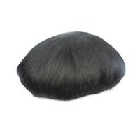 peluca de hombre Prótesis # 1B de tupé negro for hombres, sistema de reemplazo de cabello humano Real, postizo de encaje francés fino, unidades de cabello pelo liso(8x10)