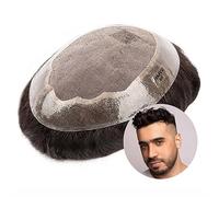 Peluca de Hombre Sistemas de reemplazo de cabello humano for hombres Toupee for hombres Unidades Pelucas Mono suave y fino Postizos de PU Duradero # 2 Cabello liso marrón oscuro Tupé for hombres Peluc