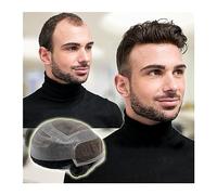 Peluca de Hombre Top de encaje Mono Toupee for hombres con PU Alrededor de 10 "x8" Postizo for hombres 6 "Color negro natural Cabello humano Tupé for hombres Pelucas para Hombre Peluquín(6 INCHES-1B#-
