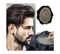 peluca de hombre Toupee for hombres Australia: encaje de doble capa con peluca con base de PU 7 × 9 "Prótesis de cabello masculino transpirable 130% de densidad Unidades de sistemas de cabello humano