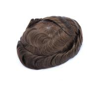 Peluca de hombre Tupé de cabello humano for hombres, rayita Invisible, encaje superior, piel PU, perímetro masculino Tupé para hombre(4#)