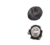 Peluca de hombre Tupé for hombre n.° 3, sistema de reemplazo cabello humano real marrón, 8 x 10 pulgadas, monofilamento piel sintética, postizos for Tupé para hombre