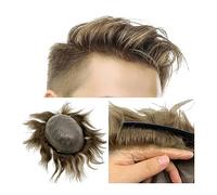Peluca de Hombre Tupé for hombres, Tupé for hombres Cabello humano Pelucas for hombres, Sistema de reemplazo de cabello real, Base de PU de 0,04~0,06 mm Tupé de piel delgada de 8x10 " Pelucas para H