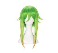 Peluca de juego de rol de anime para Vocaloid Megpoid Gumi, peluca de cosplay de 45 cm, peluca esponjosa de capas cortas con degradado verde dorado