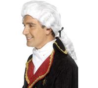 Peluca de Juez Blanco Negro Cinta & Tirabuzones Adulto Hombre Smiffys Disfraz