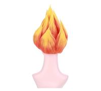 Peluca de llama Anime resistente al calor, pelo corto fibra sintética con punta doble, color amarillo, naranja, 12 pulgadas, for fiesta disfraces, 1 ud