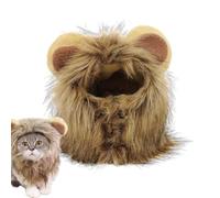 Peluca de melena de león para gatos - Peluca de melena de león, disfraces para mascotas, gorras divertidas para cosplay para mascotas. Convierte a tu gato en un león fuerte con este bonito y suave