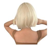 Peluca de moda for mujer, pelo liso sintético con flequillo, Bob corto, mecanismo fibra química, Rubio claro, 1 ud