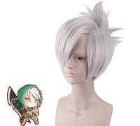 Peluca de moda para uso diario Cos Wig Lol Banished Blade Raven Silver Grey Anime Wig 371