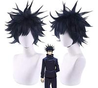 Peluca de moda para uso diario, cosplay, maldición para luchar contra fu, Heihui, color negro oscuro, anti-cursiva, cabeza explosiva