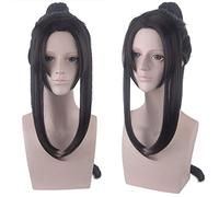 Peluca de moda para uso diario Erha y su gato blanco Shizun tinta quemada estilo antiguo negro Beauty Tip Cos peluca