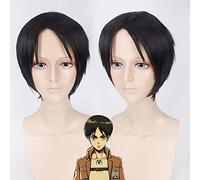 Peluca de moda para uso diario, peluca Attack On Titan con puntuación central Alan Yeager, peluca de anime marrón 252, color: negro