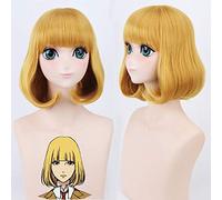 Peluca de moda para uso diario, prisión, escuela, río verde, flor, anime, cosplay, amarillo dorado, Qi Liuhai
