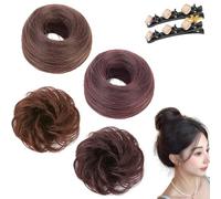 Peluca de moño de pelo real, pedazo de pelo desordenado, extensiones suaves y onduladas naturales, extensiones completas y elegantes, coleteros gruesos para mujeres y niñas con banda de goma elástica