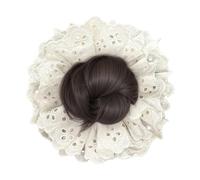 Peluca de moño desordenado, peluca para mujer, soporte elástico de encaje de 7.1 pulgadas, aumento de volumen de aspecto natural, diseño portátil para bodas, fiestas, eventos casuales y al aire libre