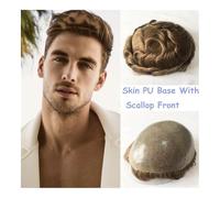 Peluca de moño para hombre Base de calidad superior con frente festoneado for hombres, peluquín de cabello humano, sistema de reemplazo de piezas de cabello de alta densidad, pelucas for hombres Peluc