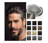 Peluca de moño para hombre Peluca de pelo de densidad con nudo duradero for hombre, peluquín de cabello humano de 0,1-0,12mm, peluca de pelo de prótesis capilar for hombre Peluca para hombres(Medium L