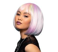Peluca de mu eca Smiffys Manic Panic Misty Rainbow Glam, estilo bob largo, peinable con calor, con licencia oficial de Manic Panic, para disfraz