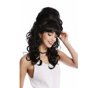 Peluca de Mujer Barroco 60er Beehive Peinado Torre Hochgesteckt Rizado Negro