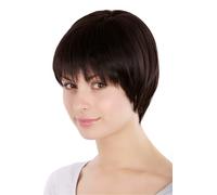 Peluca de Mujer Bob Page Marrón Oscuro Pony Kurzhaarig Corto Pelo Sintético 20cm