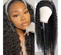 Peluca de Mujer Brasileña Natural Deep Wave Headband Wig Human Hair Curly Long Hair Brazilian Women's Wigs Glueless Wear to Go Wig Natural Black 22 Pulgadas