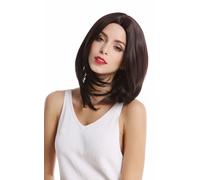 Peluca de Mujer Carnaval Longbob hasta los Hombros Marrón Oscuro Raya en Medio