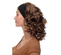 WIG ME UP- Peluca para mujeres cinta bien sujeta rizos espesos voluminosos al hombro mezcla de castaño y rubio BRO-704-6T27