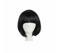Peluca de mujer con flequillo corto y recto, peluca de pelo completo para fiesta de cosplay, peluca Bob, cabello sintético de varios colores, negro