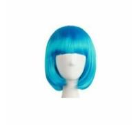 Peluca de mujer con flequillo corto y recto, peluca de pelo completo para fiesta de cosplay, peluca Bob, cabello sintético de varios colores, azul