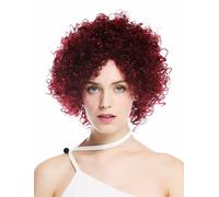 Peluca de Mujer Corto Voluminoso Kraus Rizado Rizos Rojo Granate VK-11