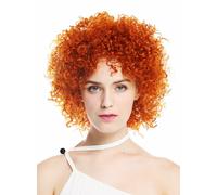 Peluca de Mujer Corto Voluminoso Kraus Rizado Rizos Rojo Naranja