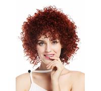 WIG ME UP- VK-11-350 peluca de mujer pelo corto voluminoso rizado rizos salvajes rojo oscuro rojo cobrizo