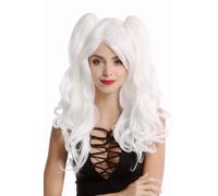 Peluca de Mujer Cosplay 2 Coletas Largo Ondulado Lolita Gótica Japón Blanco
