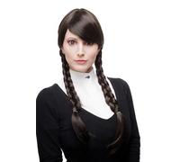 Peluca de Mujer Cosplay Braun Marrón Oscuro Trenzado Coletas Colegiala 3446-4