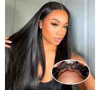 Peluca de mujer de pelo auténtico humano, 4 x 4, encaje frontal, cabello humano Pre Plucked Straight Wear and Go Glueless Wigs Human Hair Wigs For Women negro natural 18 pulgadas