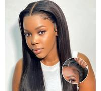 Peluca de mujer de pelo auténtico humano, 4 x 4, encaje frontal, cabello humano Pre Plucked Straight Wear and Go Glueless Wigs Human Hair Wigs For Women negro natural 14 pulgadas