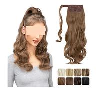Peluca De Mujer Extensión de cabello de cola ondulada Clip rizado en peluca falsa de peluca Rubia alrededor de coleta Pelucas Elegantes Para Mujeres(01,22inches)