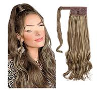 Peluca De Mujer Extensión de cabello de cola ondulada Clip rizado en peluca falsa de peluca Rubia alrededor de coleta Pelucas Elegantes Para Mujeres(02,22inches)