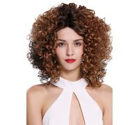 Peluca de Mujer Lace Mono Rizos Volumen Rizado Marrón Oscuro Marrón Cobre