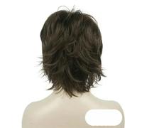 Peluca de mujer negra/roja vino, corta, recta, en capas, sintética, pelucas completas, 8, marrón medio, 6 pulgadas