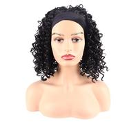Peluca de mujer Pelo corto for mujer, pelo pequeño y rizado, peluca, diadema, uso diario esponjoso Pelucas humanas(Negro)