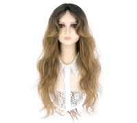 Peluca de Mujer Peluca, Cabello Largo Y Rizado Rubio Degradado Negro for Mujer, Conjunto De Peluca con Flequillo Largo Ondulado De Moda Pelucas de Mujer Pieza de Pelo