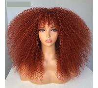 Peluca de Mujer Peluca de pelo cortante Afro Kinky con flequillo Pelucas naturales de cosplay sintéticas sueltas for mujeres Pelucas de Mujer Pieza de Pelo(02)