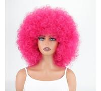 Peluca de mujer Peluca de pelo corto y rizado for mujer, diadema diaria versátil for desplazamientos pequeños Pelucas humanas(Pink)
