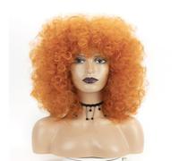Peluca de mujer Peluca de pelo corto y rizado for mujer, diadema diaria versátil for desplazamientos pequeños Pelucas humanas(Orange)