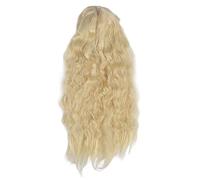 Peluca de mujer Peluca de pelo largo rizado ondulado Peluca de pelo sintético ajustable cómoda moda casual para fiestas Uso diario (Oro claro)