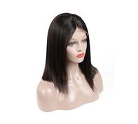 Peluca De Mujer Peluca de reemplazo de cabello peluca 13 × 6 × 1 encaje delantero peluca europea bobo pelucas de encaje cubierta cabello real 150 densidad Pelucas Elegantes Para Mujeres(12INCH)