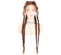 Peluca De Mujer, Peluca Trenzada Larga Con Pelo De Bebe Para Mujeres Negras, Peluca Trenzada A Mano Con 4 Trenzas Peluca De Reemplazo Resistente Al Calor,30