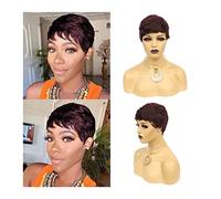 Peluca de Mujer Pelucas rectas cortas de cabello humano, pelucas pequeñas de cabello humano de color, pelucas baratas de cabello humano de mujer negra Pelucas de Mujer Pieza de Pelo(D)